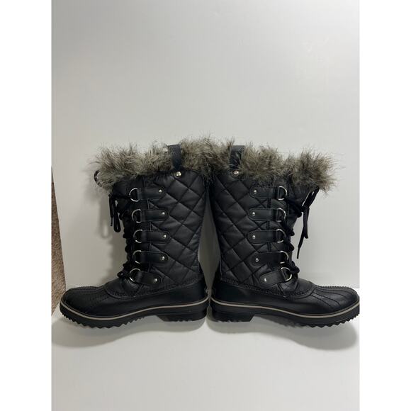 Sorel New Womens 8 Tofino II Winter Snow Boot Black with Faux Fur Waterproof - Picture 7 of 8